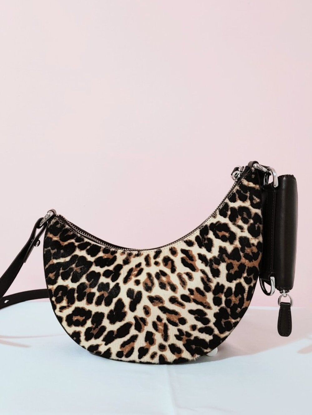 NEW Kate Spade Duo Bag in Leopard Haircalf Crossbody w/ Dark Brown leather trim - Picture 10 of 16